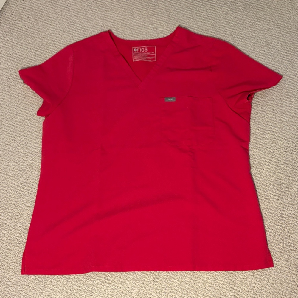Figs Women's Catarina V-Neck Scrub Top in Ultra Rose